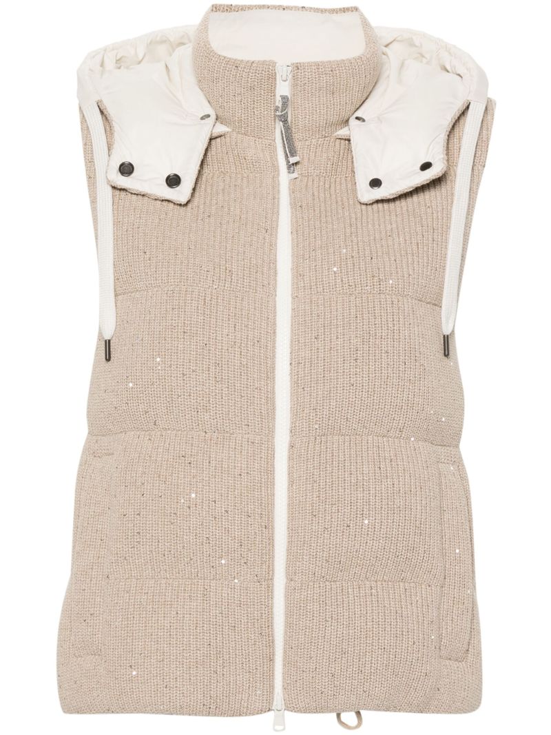 Neutral Sequin Padded Gilet