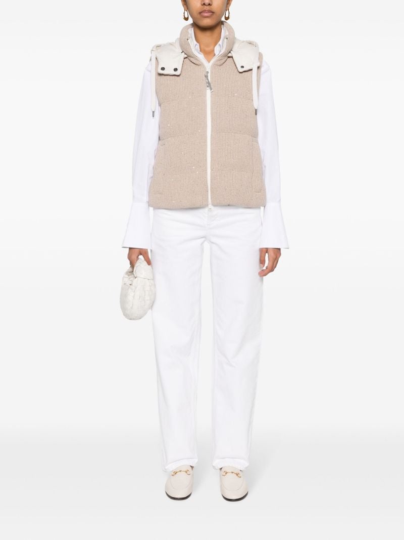 Neutral Sequin Padded Gilet