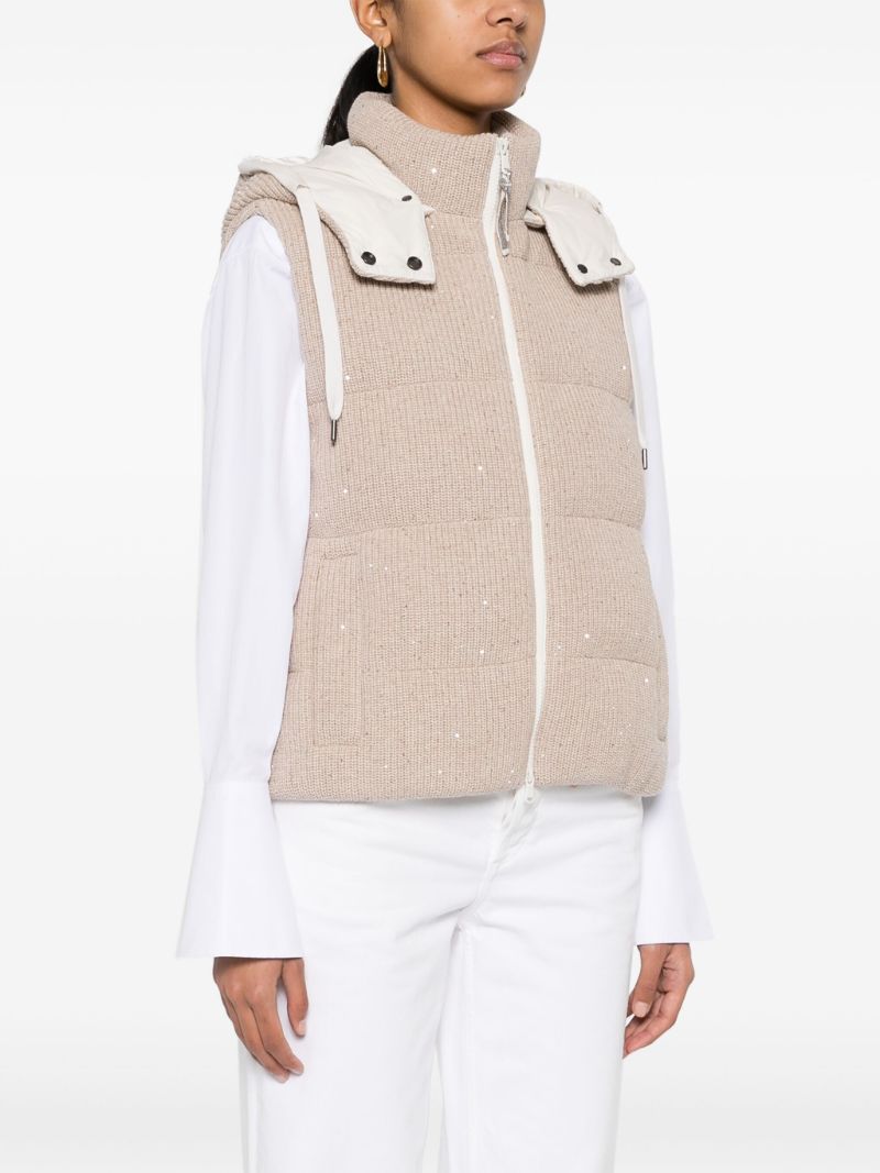 Neutral Sequin Padded Gilet