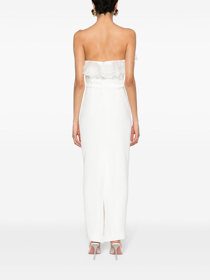 White Ruffled Cady Column Dress