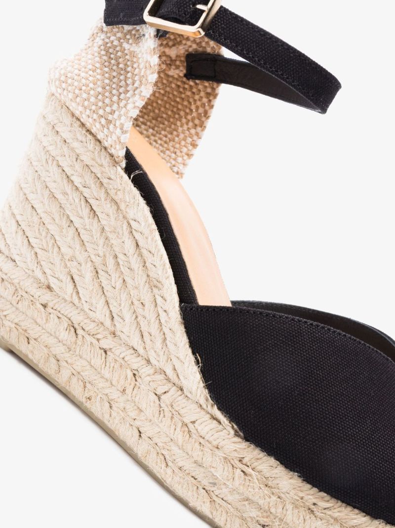 Black Bianca 80 Platform Wedge Espadrilles