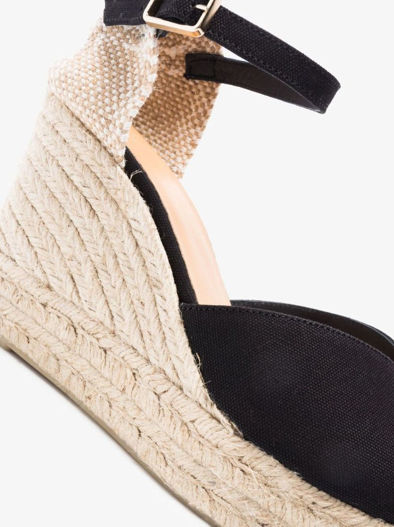Black Bianca 80 Platform Wedge Espadrilles