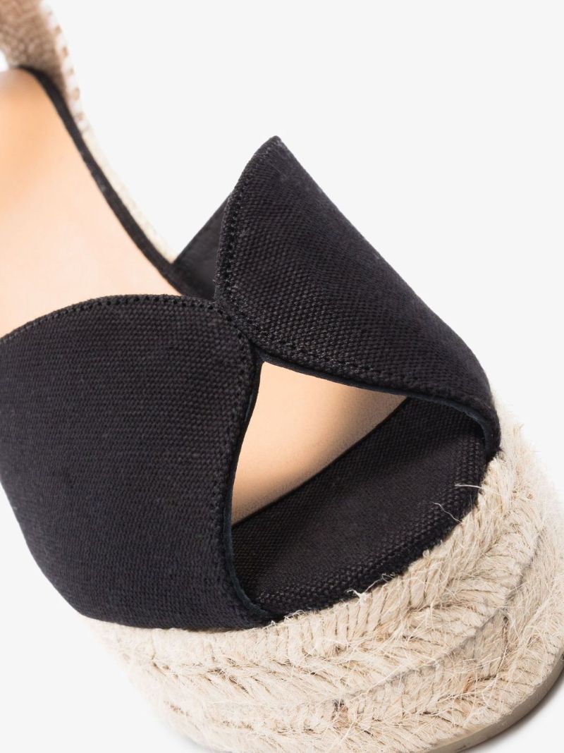Black Bianca 80 Platform Wedge Espadrilles