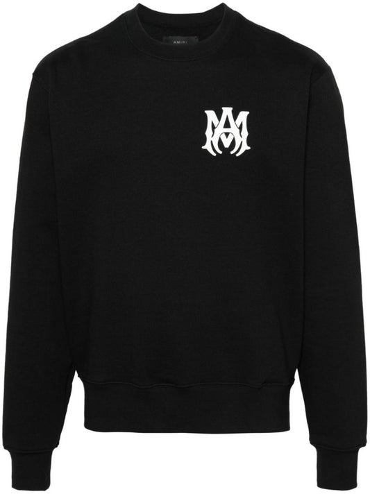 Black Ma-print Cotton Sweatshirt