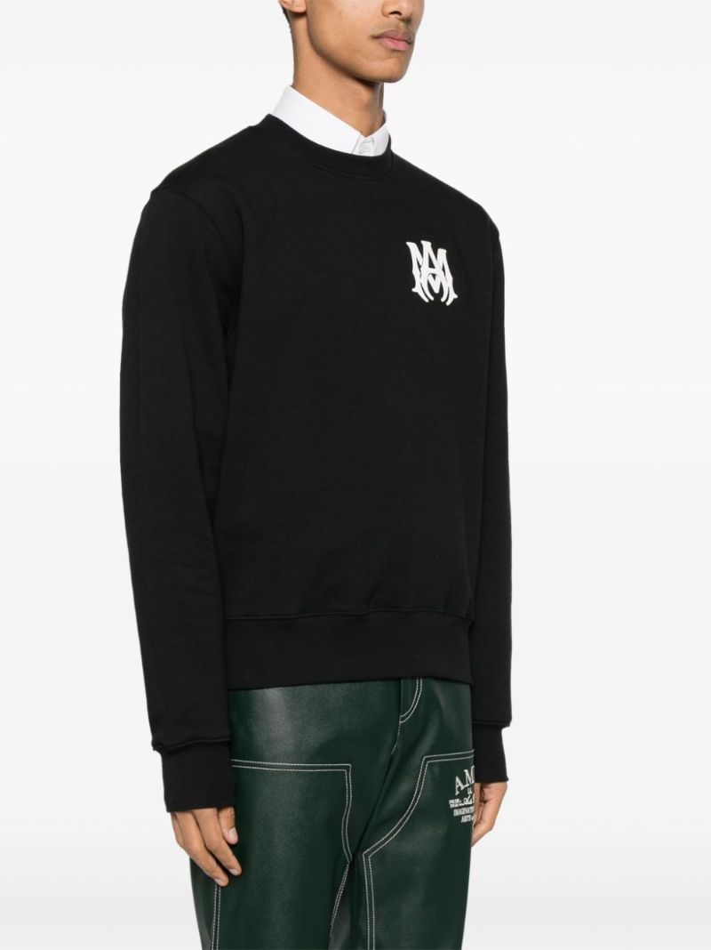 Black Ma-print Cotton Sweatshirt
