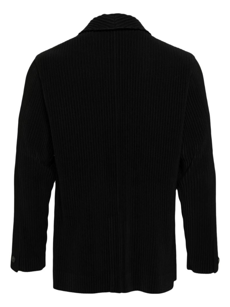 Black PlissÃ_x0083_Â© Single-breasted Blazer