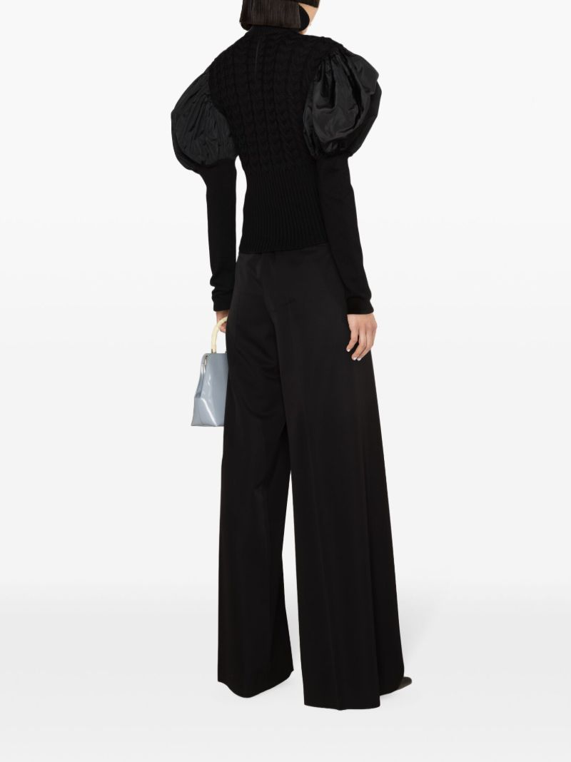 Black Puff-sleeve Virgin Wool Sweater