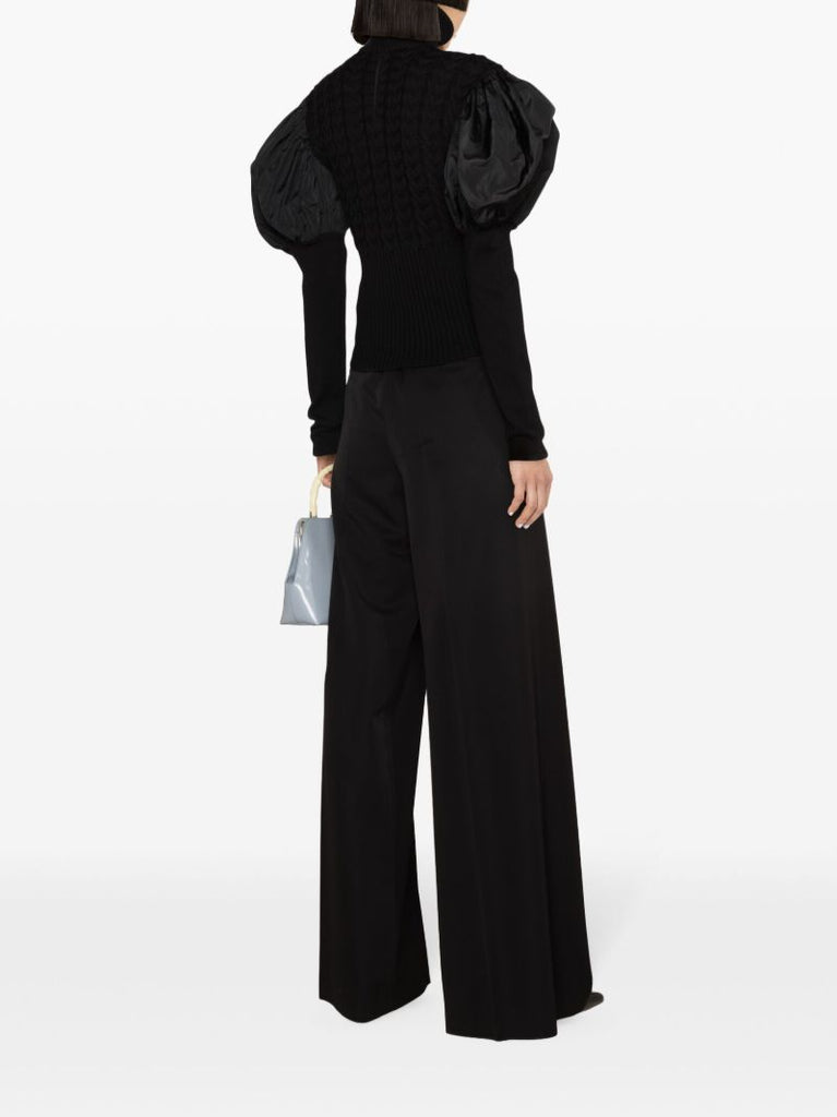 Black Puff-sleeve Virgin Wool Sweater
