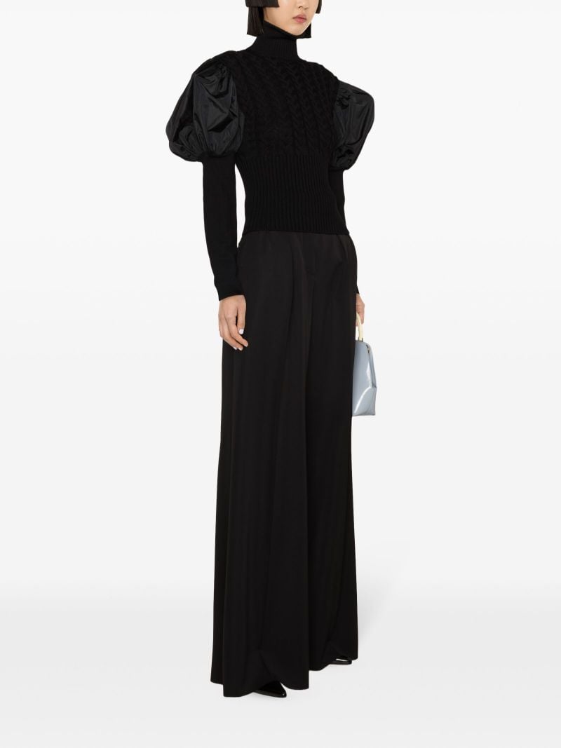 Black Puff-sleeve Virgin Wool Sweater