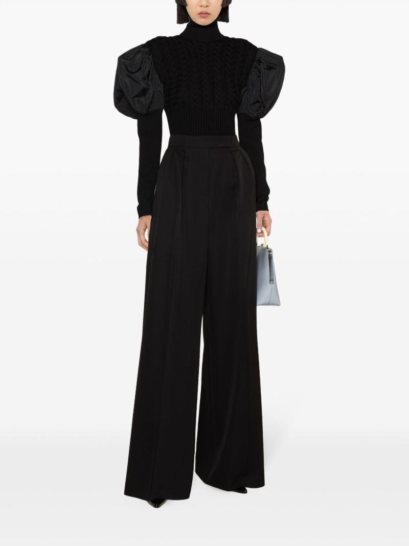 Black Puff-sleeve Virgin Wool Sweater