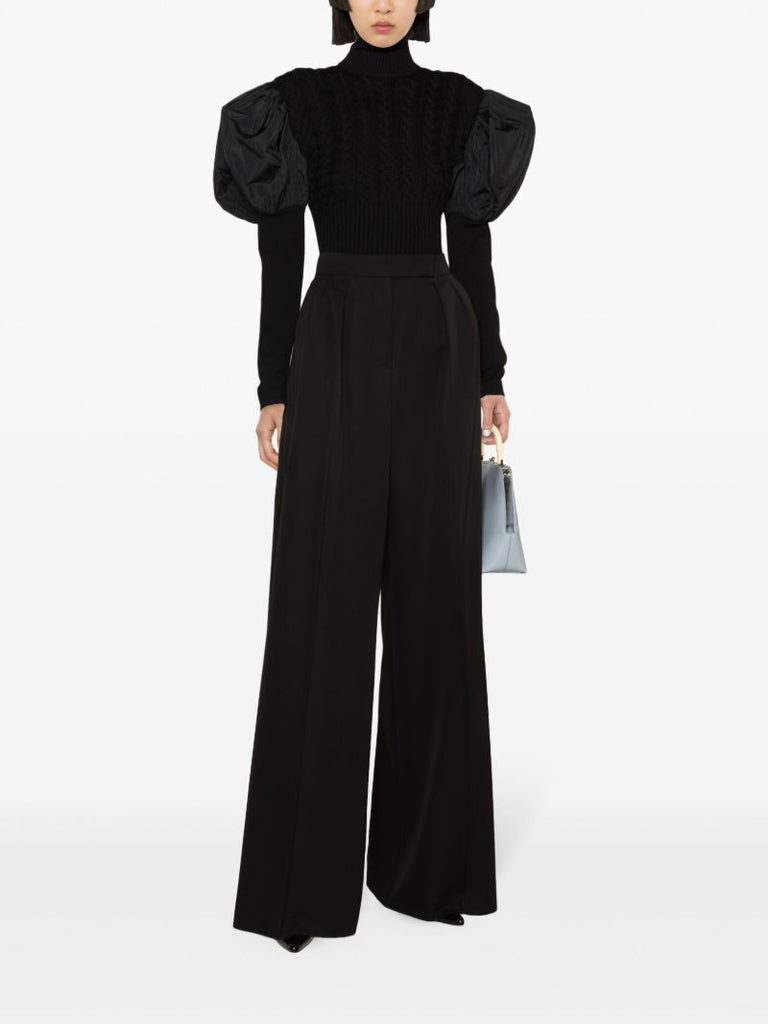 Black Puff-sleeve Virgin Wool Sweater