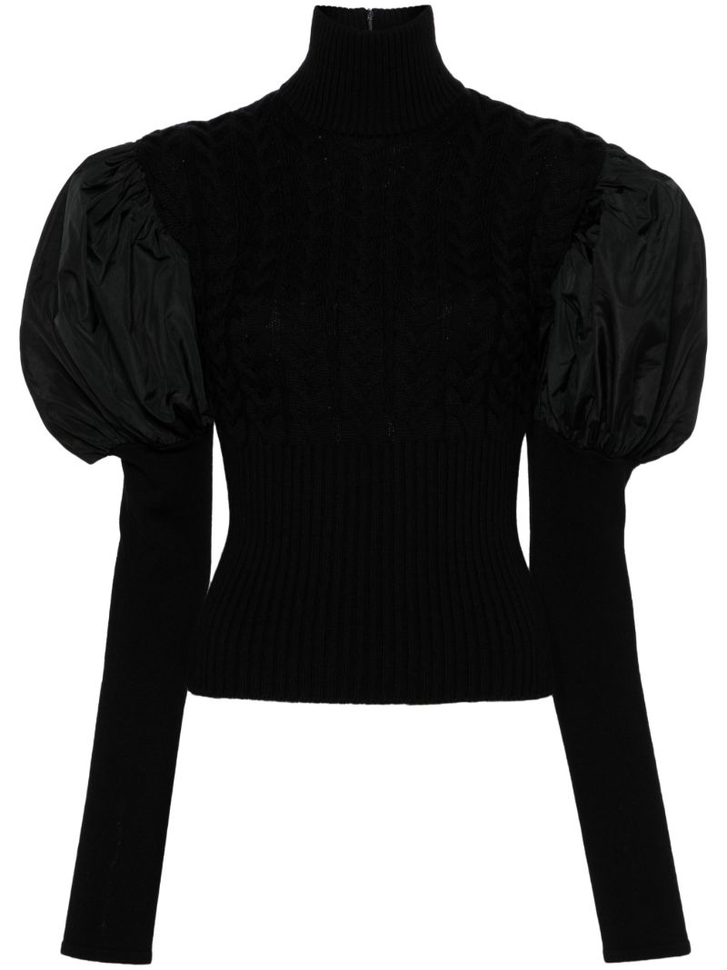 Black Puff-sleeve Virgin Wool Sweater