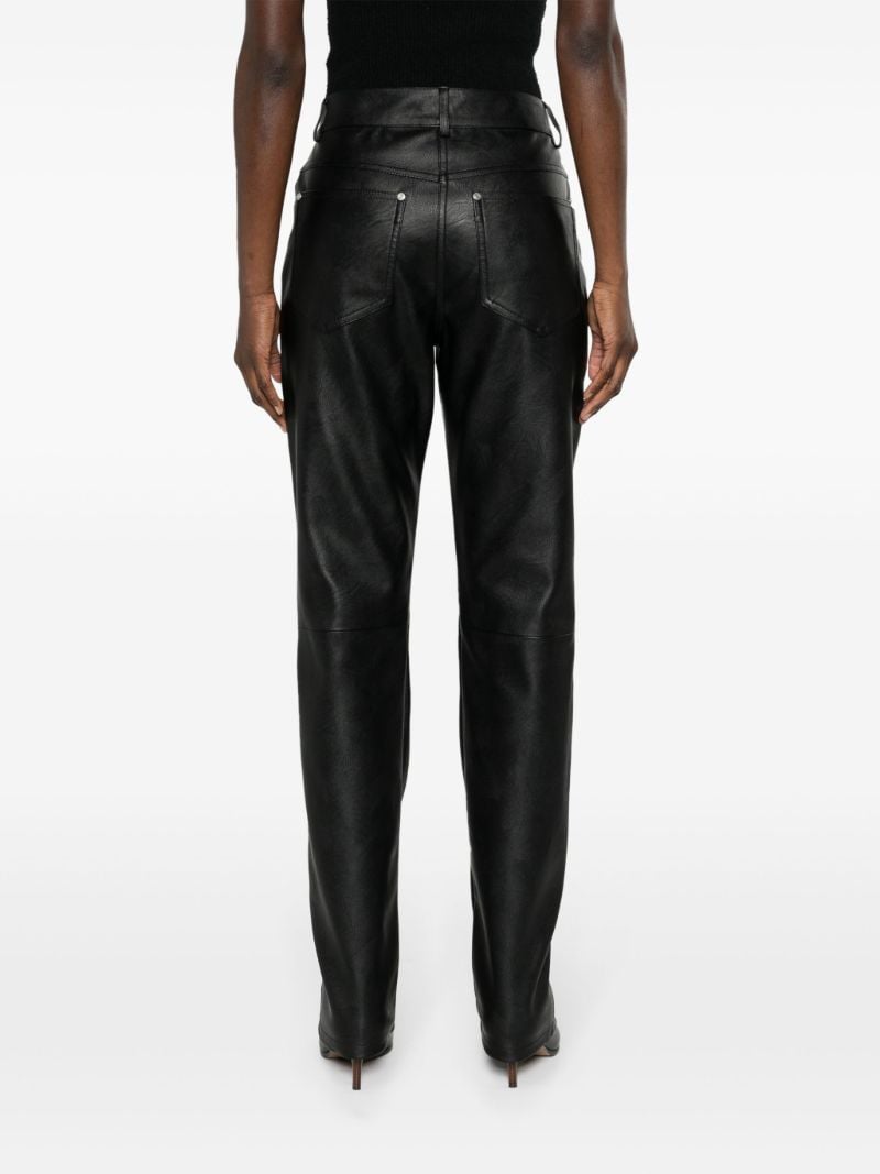 Black Lace-up Faux-leather Trousers