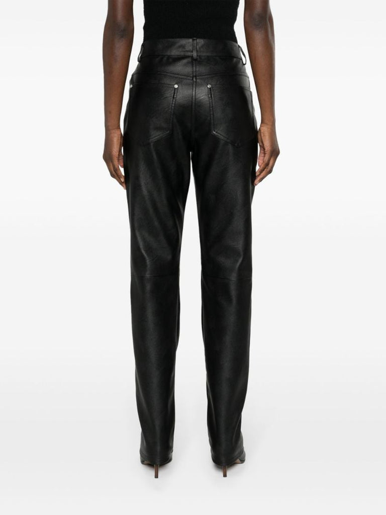 Black Lace-up Faux-leather Trousers