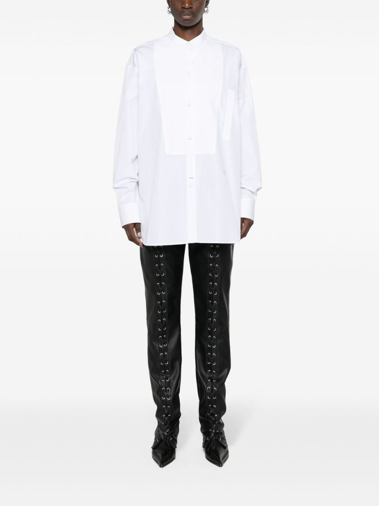 Black Lace-up Faux-leather Trousers