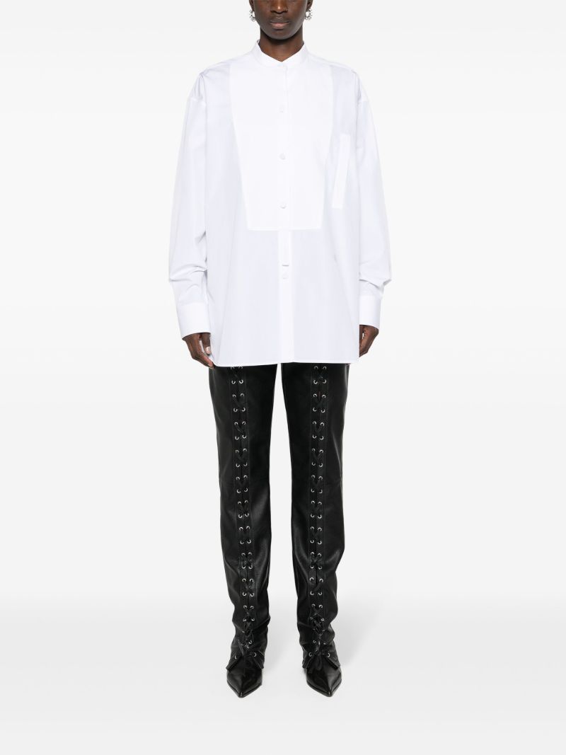 Black Lace-up Faux-leather Trousers
