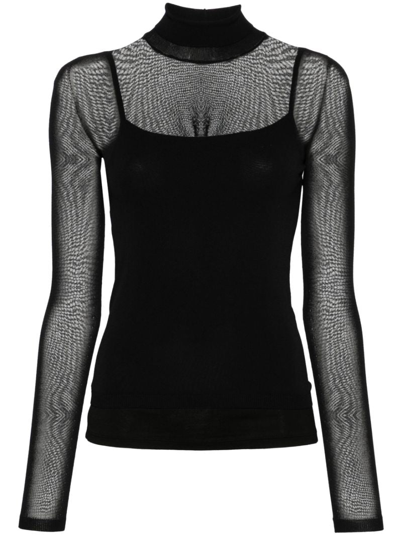 Black Fine-knit High-neck Sweater