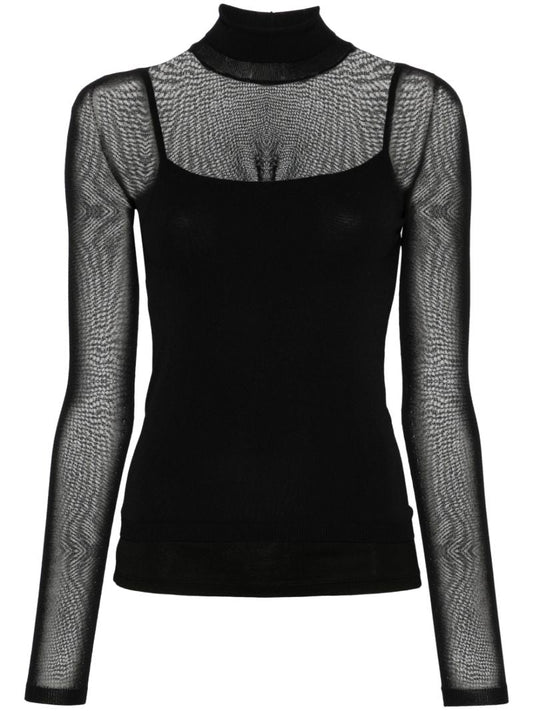 Black Fine-knit High-neck Sweater
