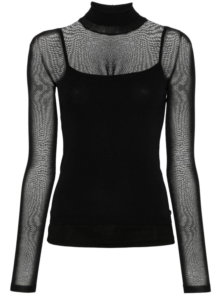 Black Fine-knit High-neck Sweater