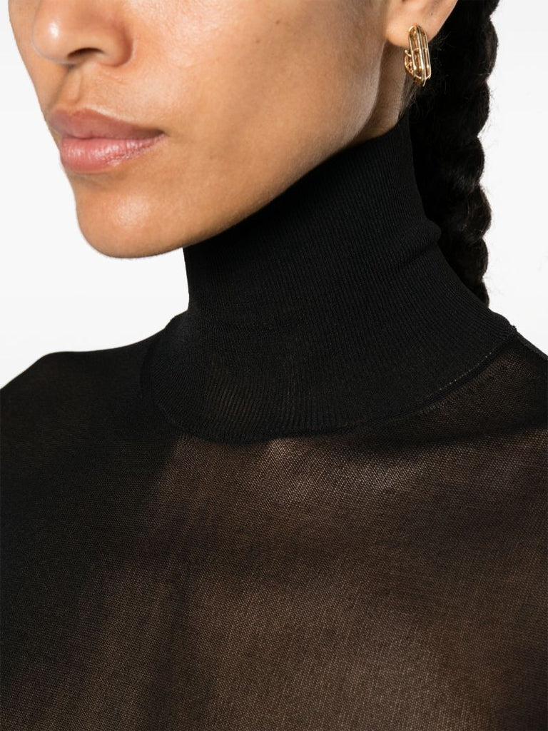 Black Fine-knit High-neck Sweater