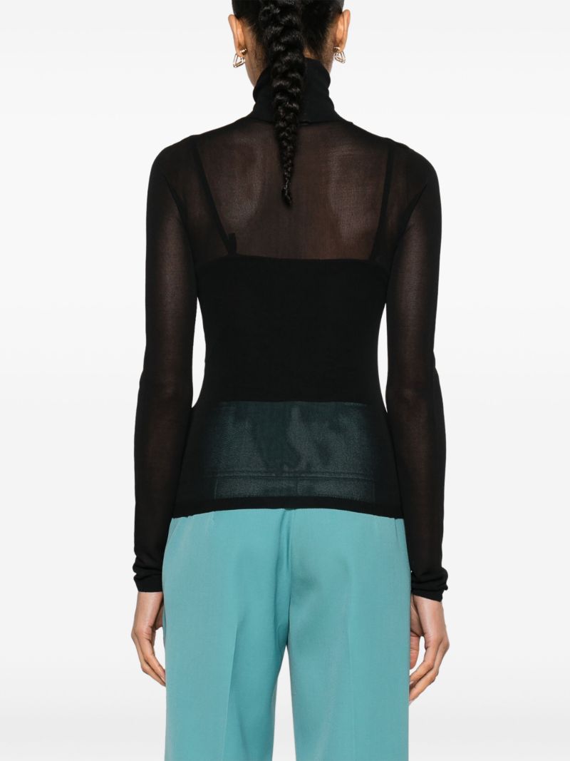 Black Fine-knit High-neck Sweater