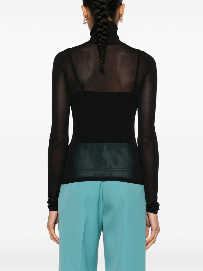 Black Fine-knit High-neck Sweater