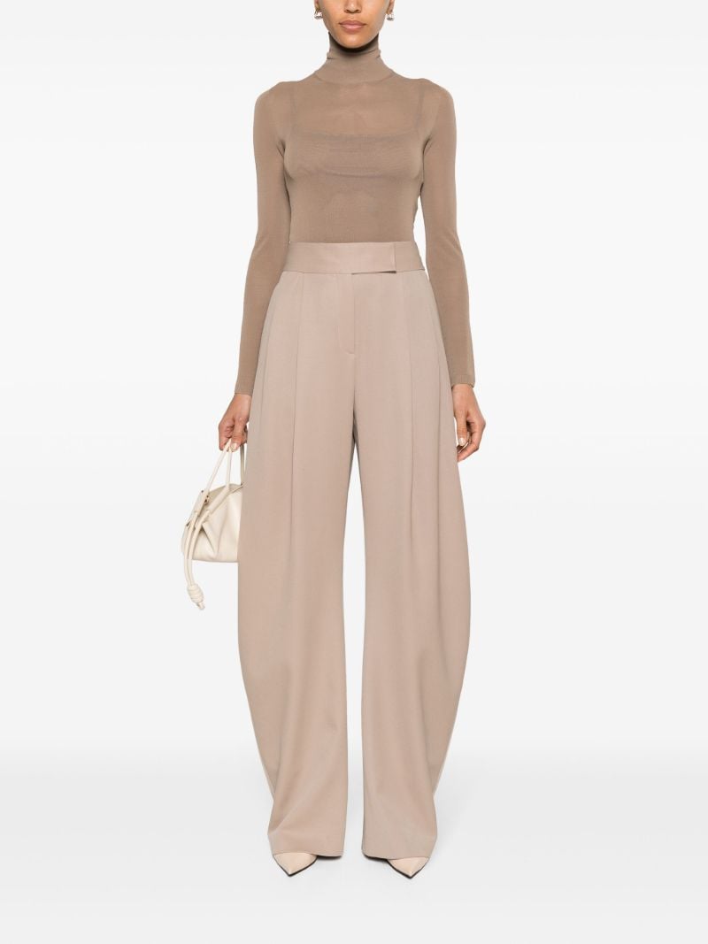 Brown Fine-knit High-neck Sweater