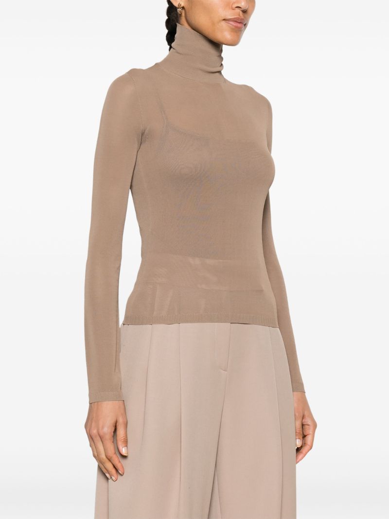 Brown Fine-knit High-neck Sweater