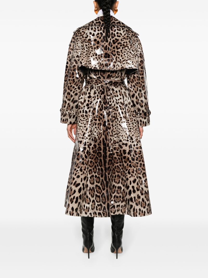 Brown Leopard-print Trench Coat