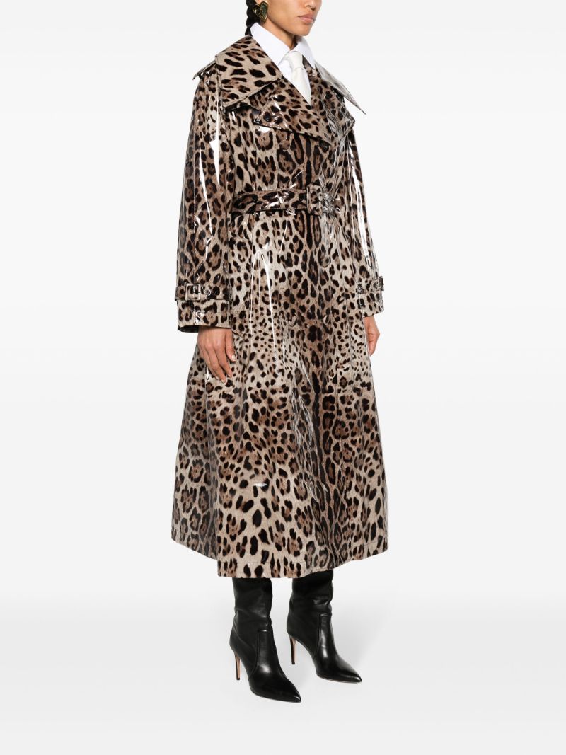 Brown Leopard-print Trench Coat