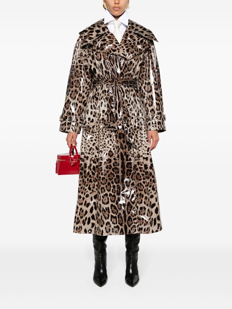Brown Leopard-print Trench Coat