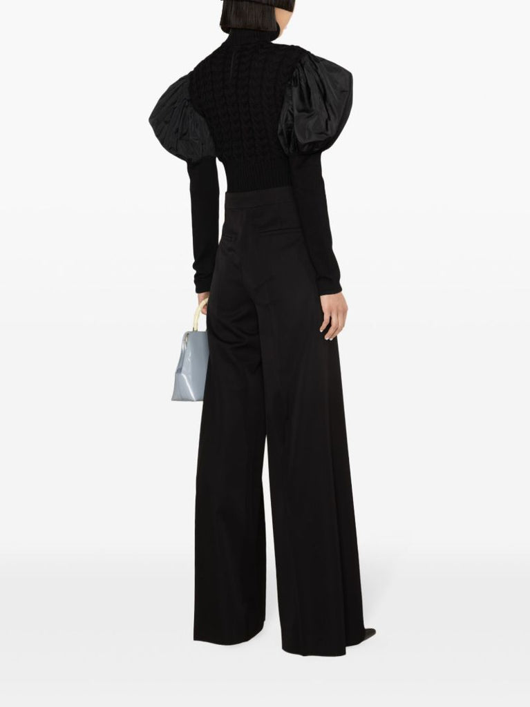 Black Wide-leg Tailored Virgin Wool Trousers
