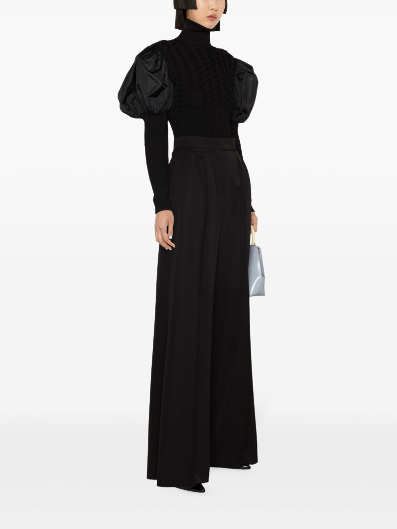 Black Wide-leg Tailored Virgin Wool Trousers