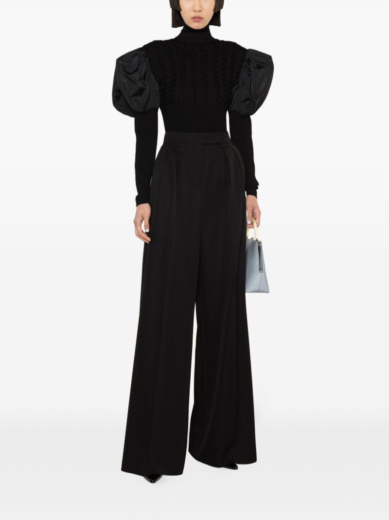 Black Wide-leg Tailored Virgin Wool Trousers