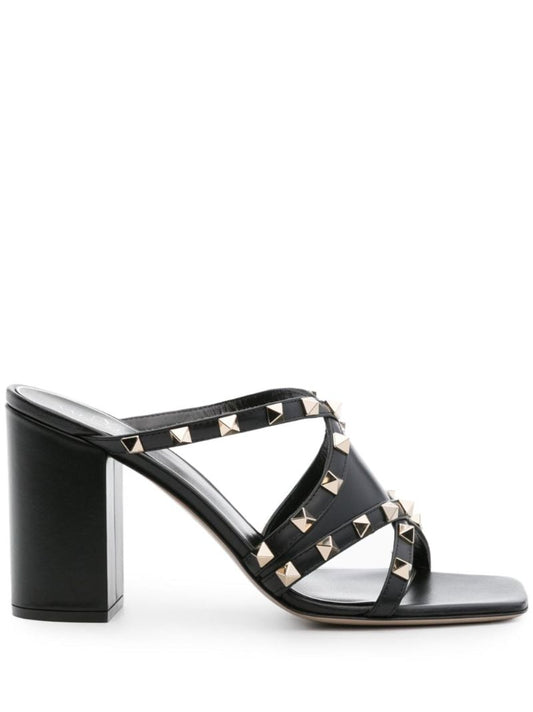 Black Rockstud 100mm Leather Sandals