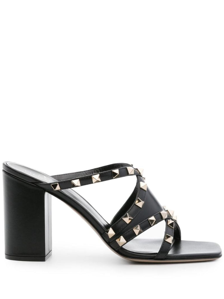 Black Rockstud 100mm Leather Sandals
