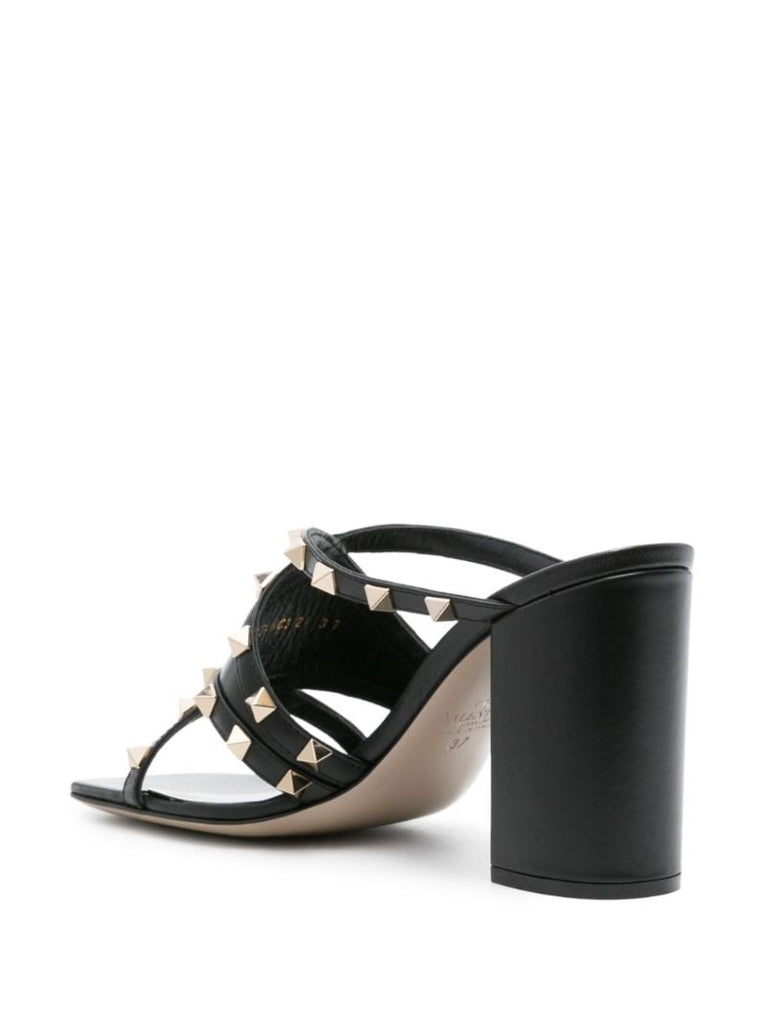 Black Rockstud 100mm Leather Sandals