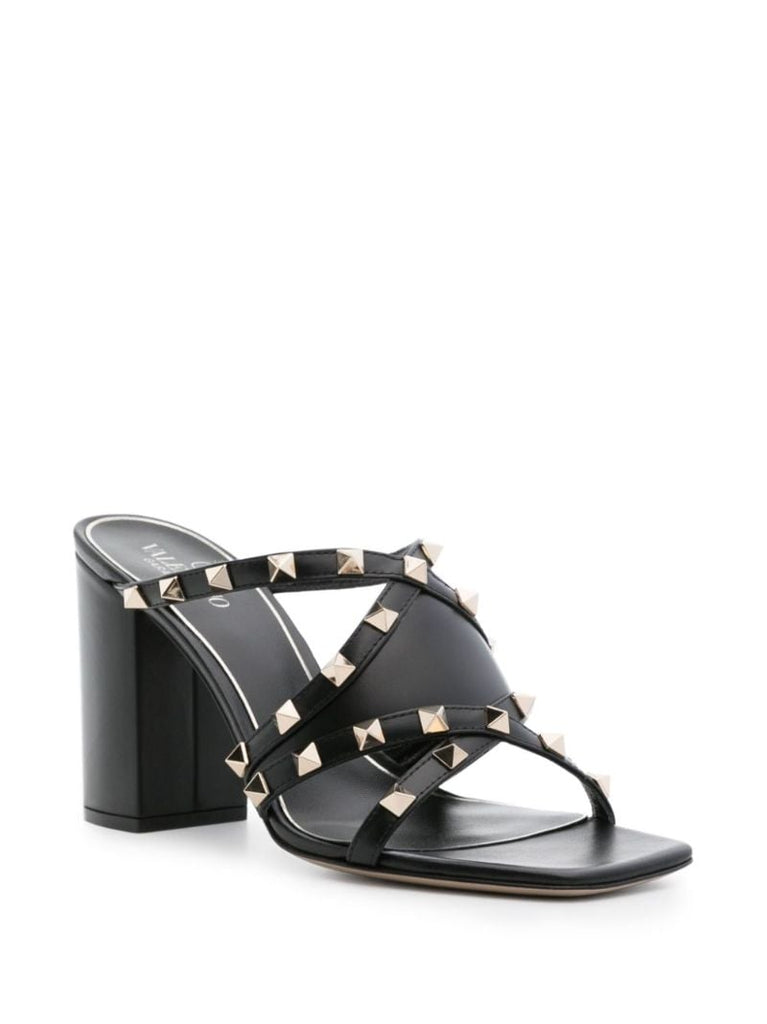 Black Rockstud 100mm Leather Sandals