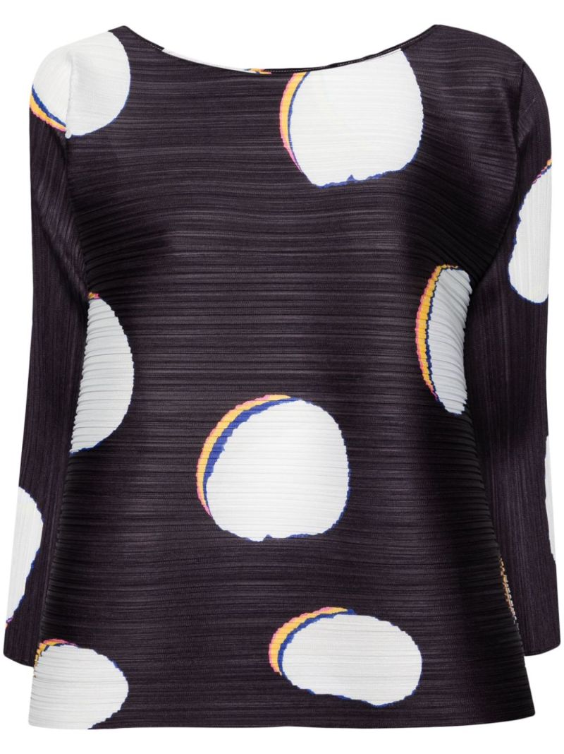 Blue Bean Dots PlissÃ© Top