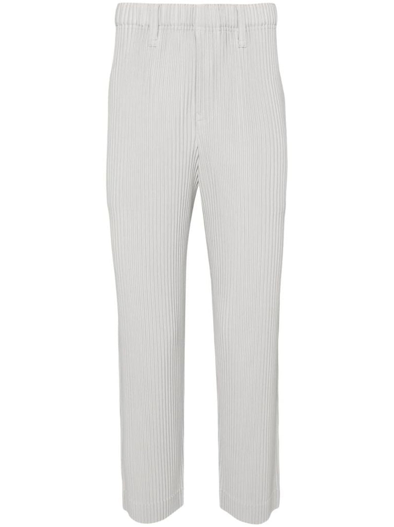 Grey Tapered PlissÃ_x0083_Â© Trousers