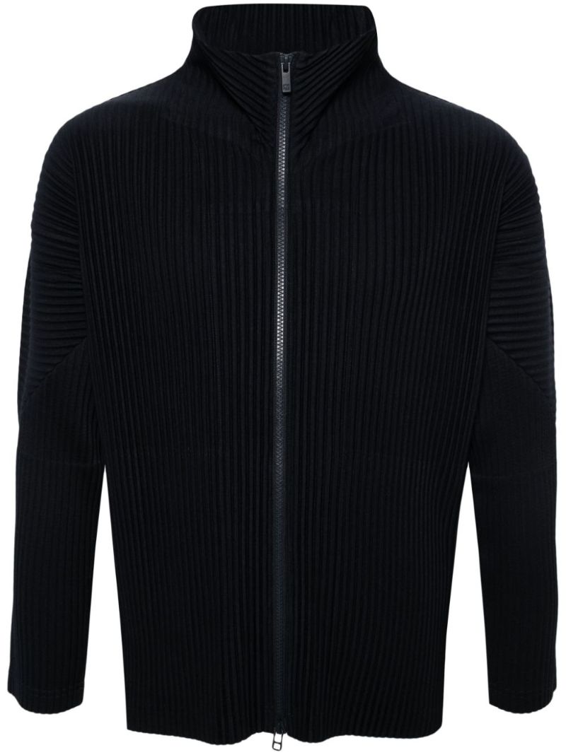 Blue Zip-up PlissÃ_x0083_Â© Jacket