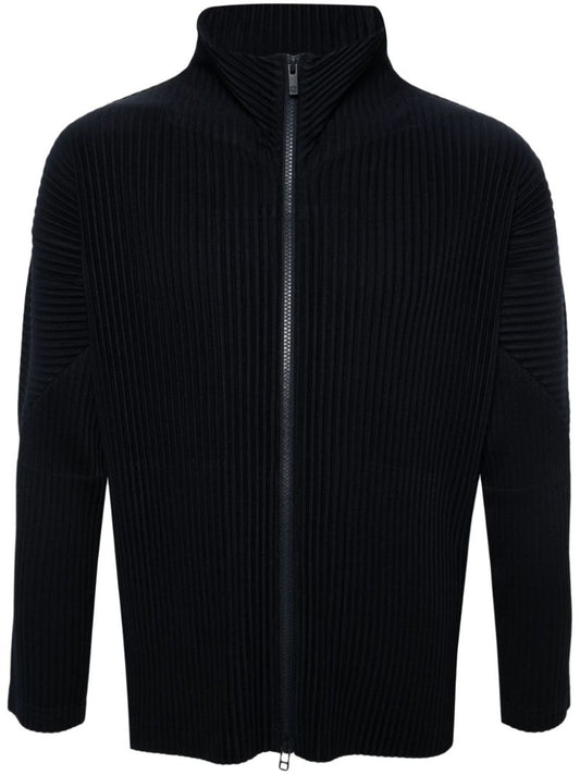 Blue Zip-up PlissÃ_x0083_Â© Jacket