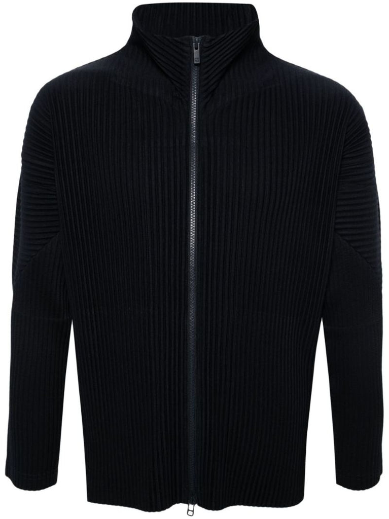 Blue Zip-up PlissÃ_x0083_Â© Jacket