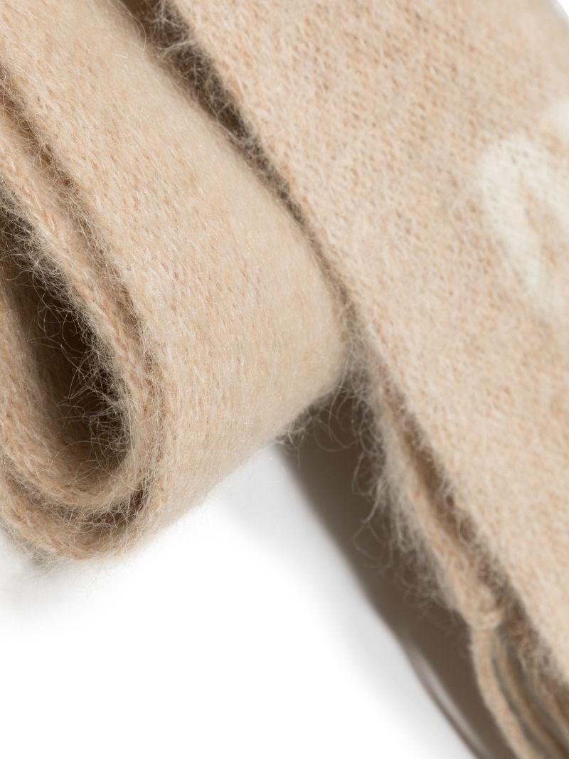 Neutral Logo Jacquard Fringed Scarf