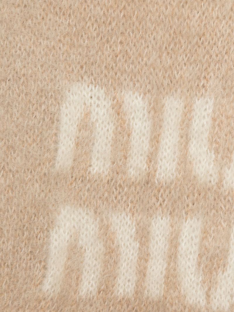 Neutral Logo Jacquard Fringed Scarf