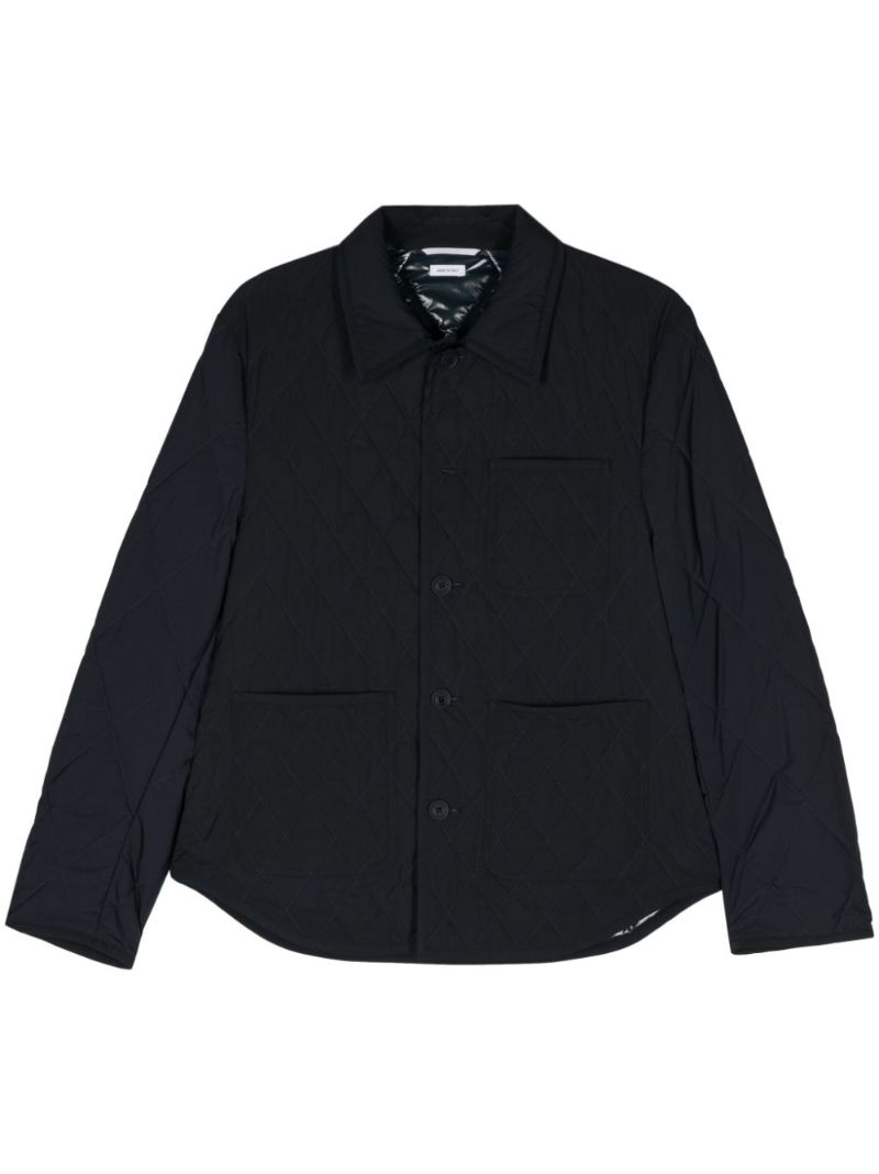 Blue Quilted Shirt Jacket