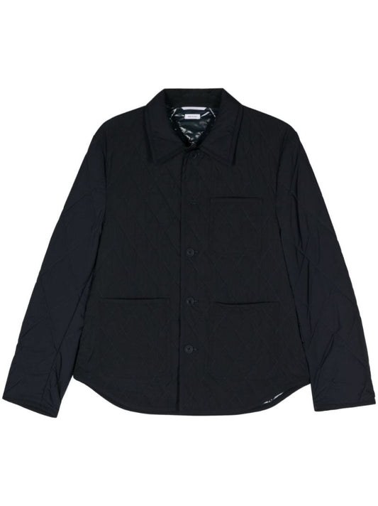 Blue Quilted Shirt Jacket