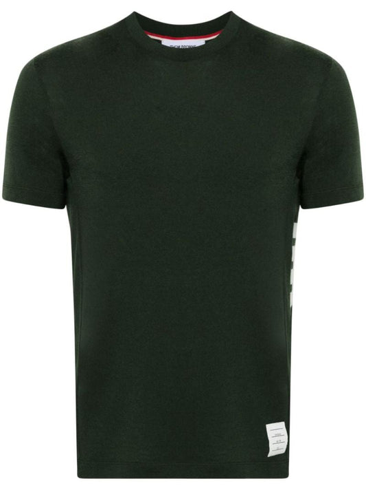 Grey 4-bar Intarsia-knit Wool T-shirt