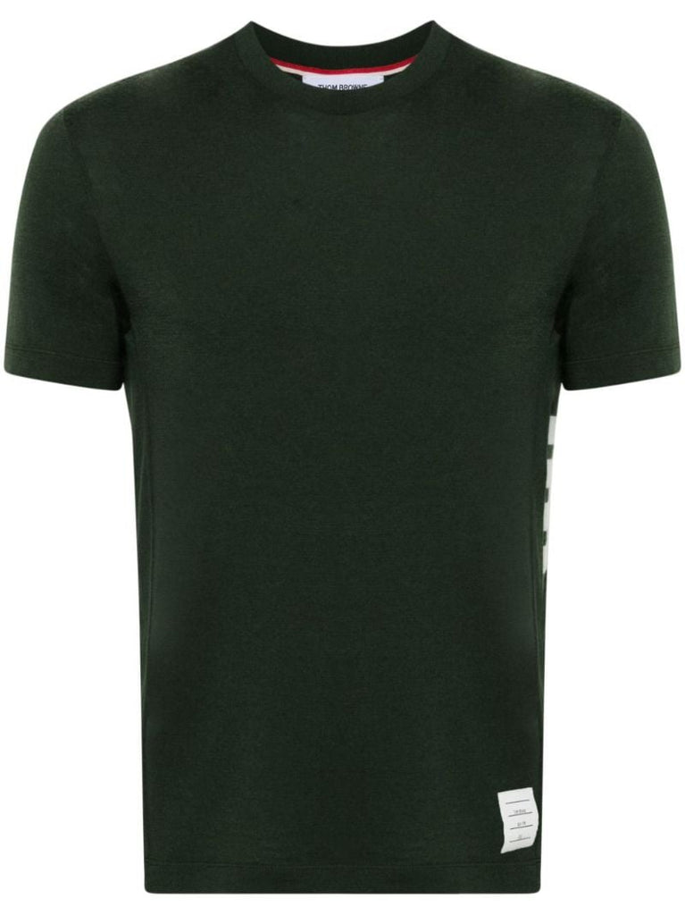 Grey 4-bar Intarsia-knit Wool T-shirt