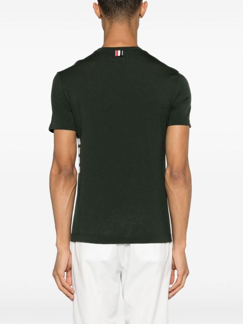 Grey 4-bar Intarsia-knit Wool T-shirt